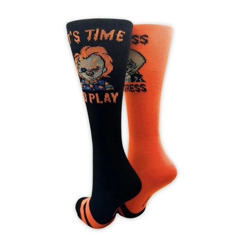 Halloween Chucky 3x No-Show & 1x Knee High Socks Size 4-10